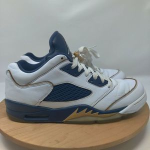 Nike Air Jordan 5 Retro Low- Mens- Size 10.5- White Blue- [819171-135]- Sneakers